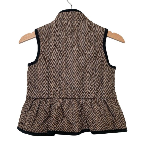 Janie and Jack Collection Quilted Peplum Vest Baby 18-24 Months Chevron Brown - Picture 2 of 11